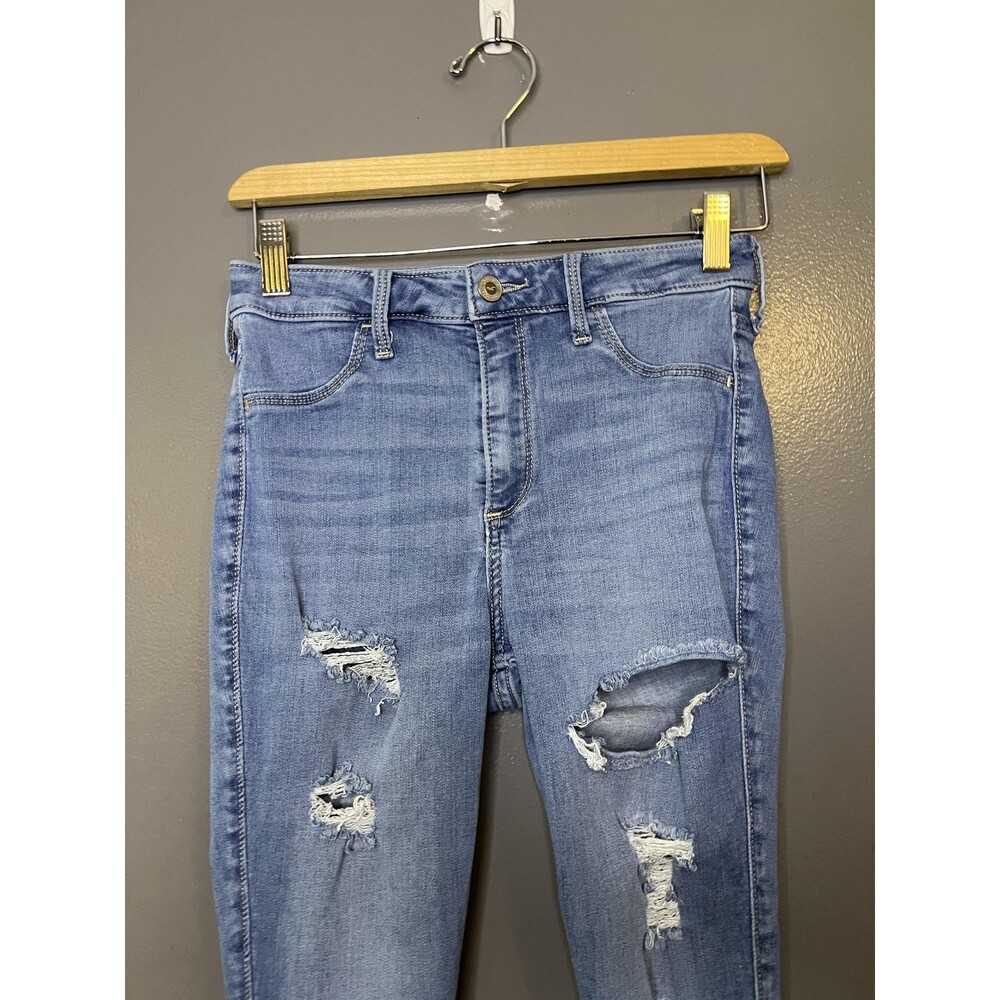 Hollister Jeans Juniors 3R Blue Medium Wash Curvy High Rise Distressed Jegging